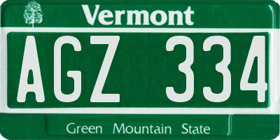 VT license plate AGZ334