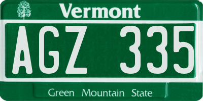 VT license plate AGZ335