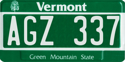 VT license plate AGZ337