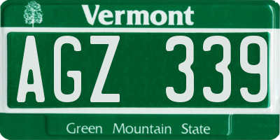 VT license plate AGZ339