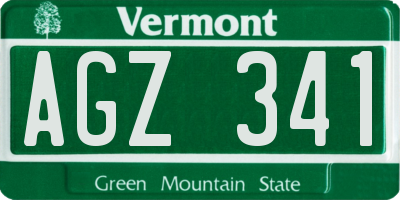 VT license plate AGZ341