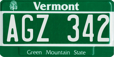 VT license plate AGZ342