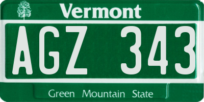 VT license plate AGZ343
