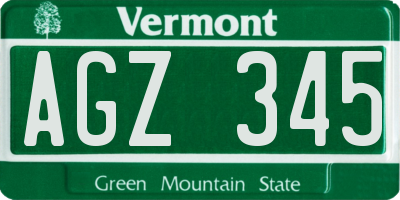 VT license plate AGZ345