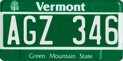 VT license plate AGZ346