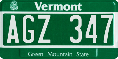 VT license plate AGZ347