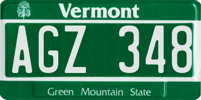 VT license plate AGZ348
