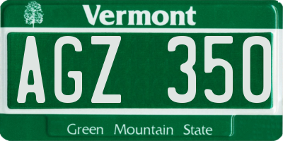 VT license plate AGZ350