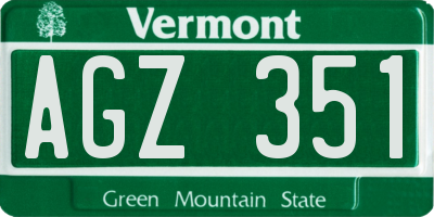 VT license plate AGZ351