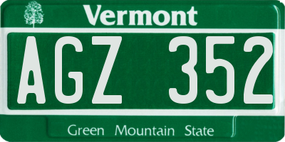 VT license plate AGZ352
