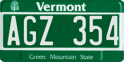 VT license plate AGZ354