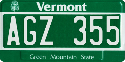 VT license plate AGZ355