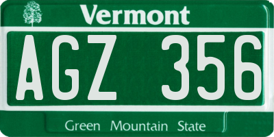 VT license plate AGZ356