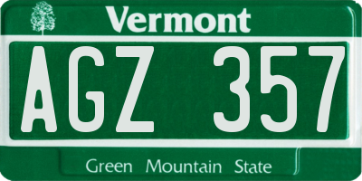 VT license plate AGZ357