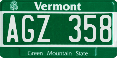 VT license plate AGZ358