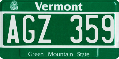 VT license plate AGZ359