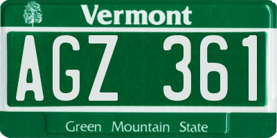 VT license plate AGZ361