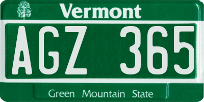 VT license plate AGZ365