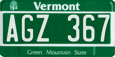 VT license plate AGZ367