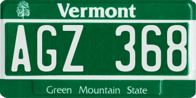 VT license plate AGZ368