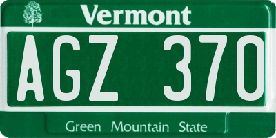 VT license plate AGZ370