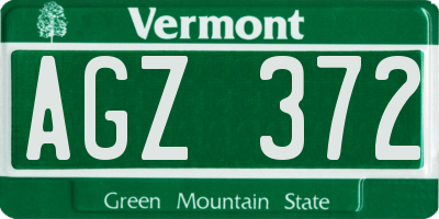 VT license plate AGZ372