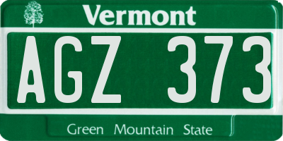 VT license plate AGZ373