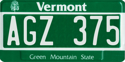 VT license plate AGZ375