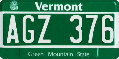 VT license plate AGZ376