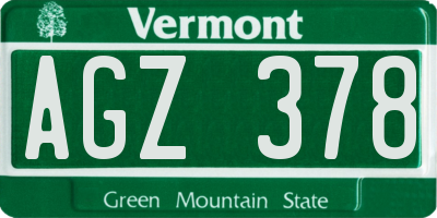VT license plate AGZ378