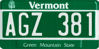 VT license plate AGZ381