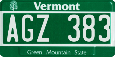 VT license plate AGZ383
