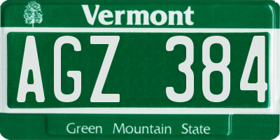 VT license plate AGZ384
