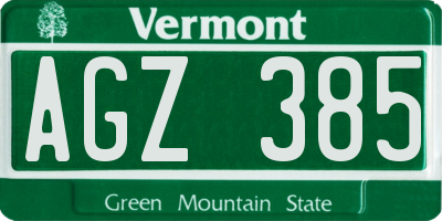 VT license plate AGZ385