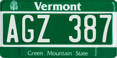 VT license plate AGZ387