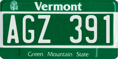 VT license plate AGZ391