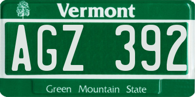 VT license plate AGZ392