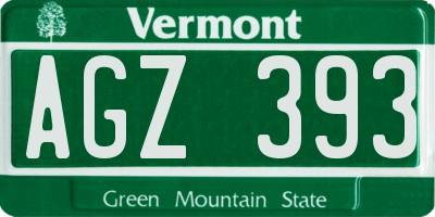 VT license plate AGZ393