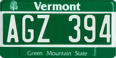 VT license plate AGZ394