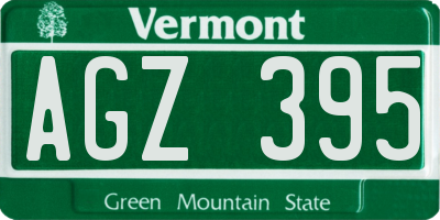 VT license plate AGZ395