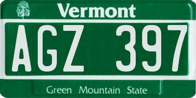 VT license plate AGZ397