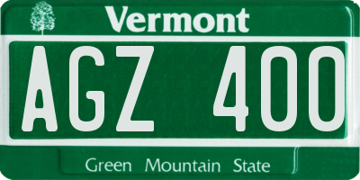VT license plate AGZ400