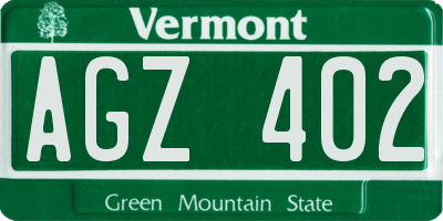 VT license plate AGZ402