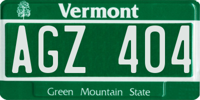VT license plate AGZ404