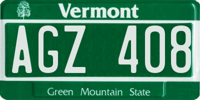 VT license plate AGZ408