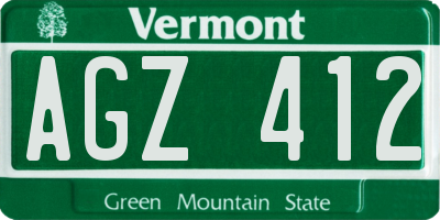 VT license plate AGZ412