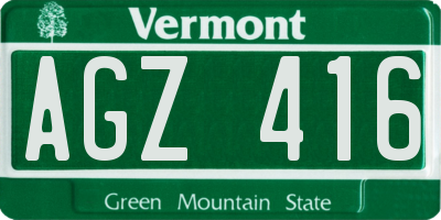 VT license plate AGZ416