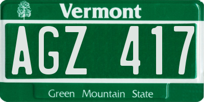 VT license plate AGZ417