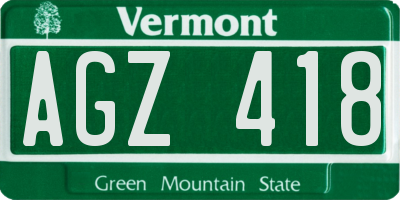 VT license plate AGZ418