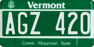 VT license plate AGZ420